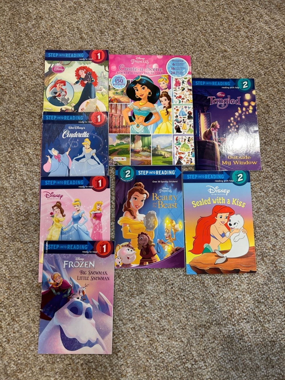 Disney Princess Storybook Set Step into Reading Steps 1&2 w/Sticker Activity Pad
